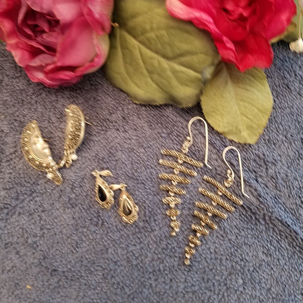 Marcasite Earrings Bundle of 3